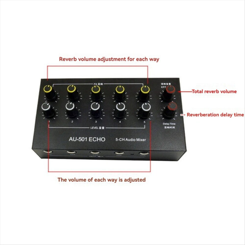 Mixer de áudio portátil de 5 canais Mini extensor de microfone B 2