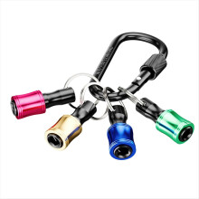 4 peças de haste de conversão de bits com cabo hexagonal colorido de 1/4 polegadas tipo chaveiro