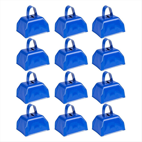 Cloches de vache en métal bleu, 12 pièces
