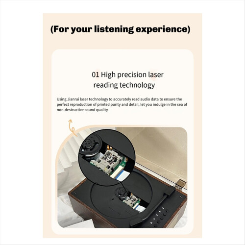 Retro CD Player Rechargeable Support CD BT USB 3.5mm AUX Portable B 2
