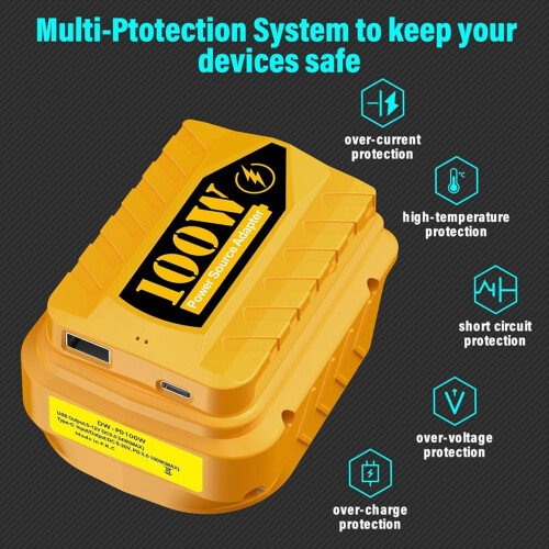 PD100W USB-Ladeadapter für Dewalt 20V 60V Akku 2