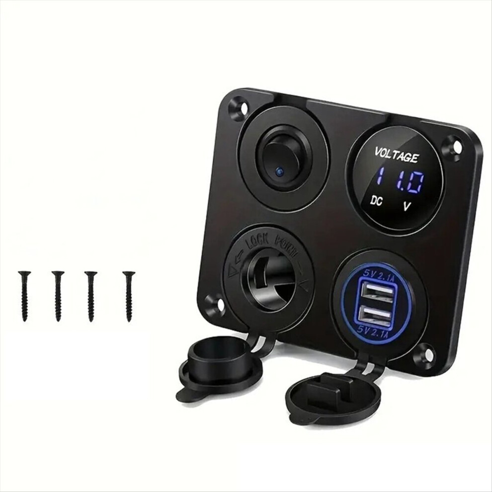 Universal Car Yacht 4In1 Panel Socket Smoke Lighter + Usb Charger 4851741217396