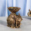 2Pcs Antiqued Elephant Statue Candle Holder Vintage Embossed 6