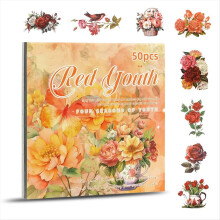 Adesivo de Flor, Adesivos Transparentes e Material Papel Vermelho