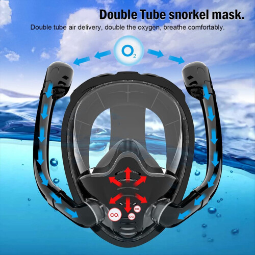 Masque de plongée intégral avec doubles tubes S/M 2
