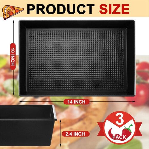 3 Pcs Detroit Style Pizza Pan Hard Rectangular Pizza Pans 1