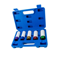 Colorful 1/2 Inch Pneumatic Tire Impact Sleeve Guard Socket Set for Lug Nut Protection, 5 Piece Tire Maintenance Tool Set