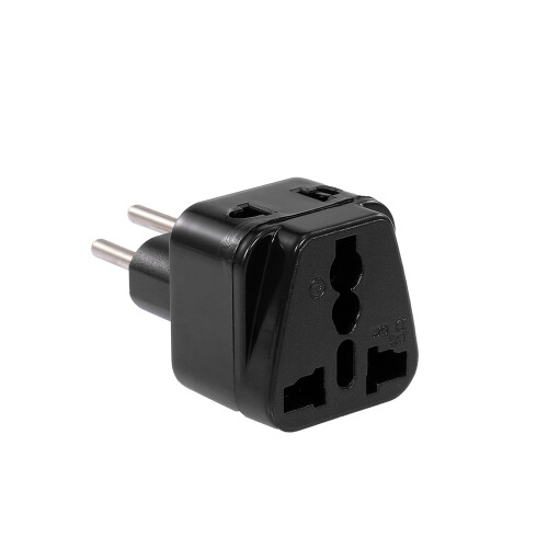 Swiss Embedded 5-hole Travel Adapter Plug Black, 250V 10/16A Compact 1