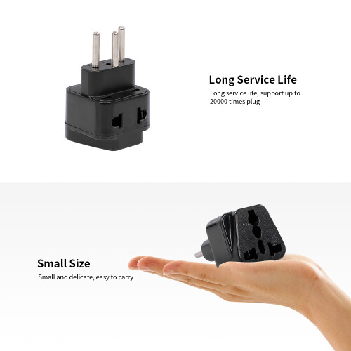 Swiss Embedded 5-hole Travel Adapter Plug Black, 250V 10/16A Compact 2