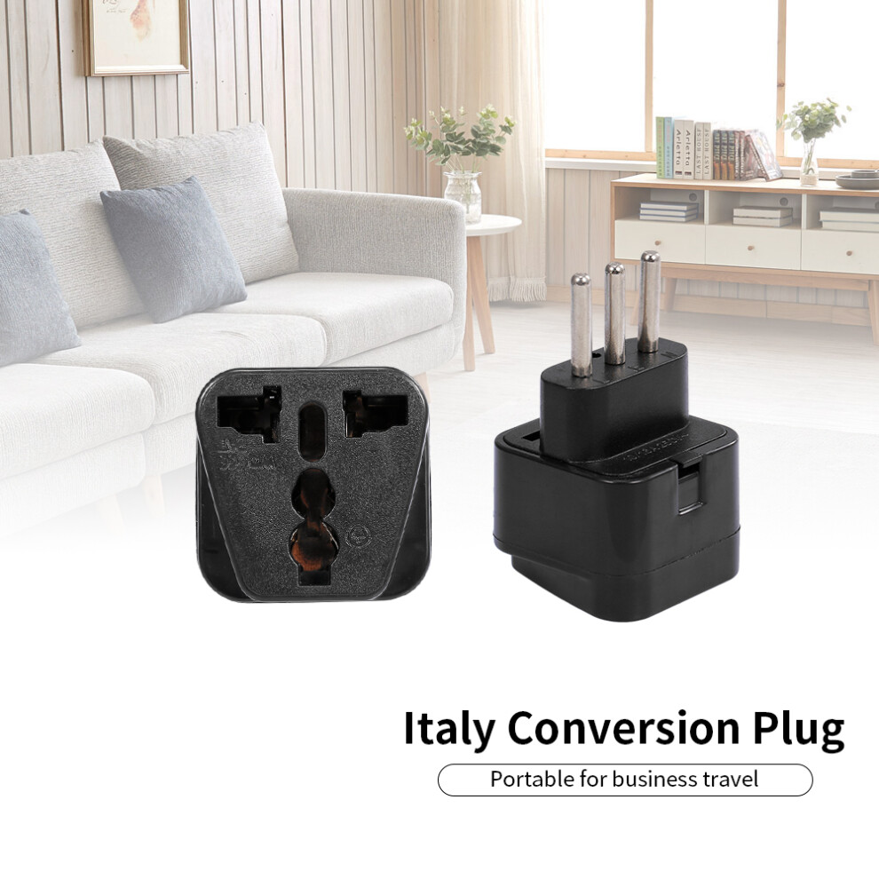 Italy 3-Pin Universal Travel Power Adapter Plug Compact, 250V/16A Black 8491349217723