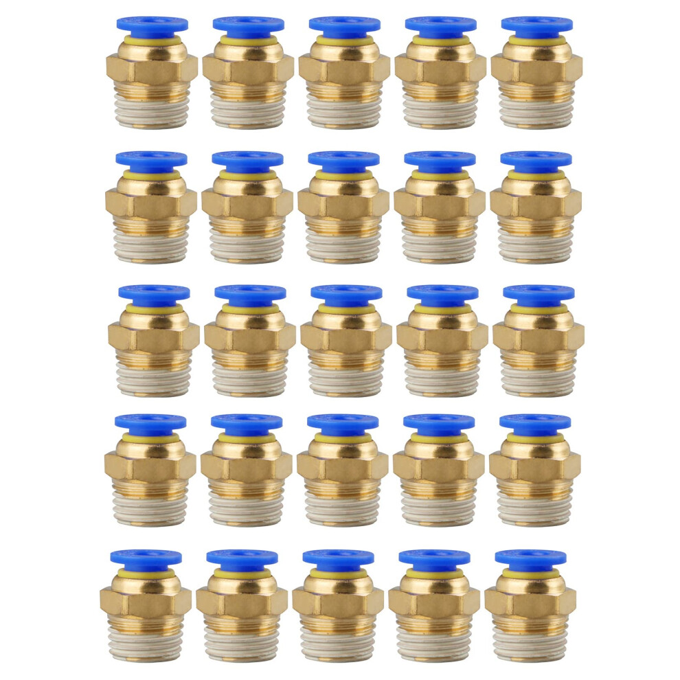 Quick Air Connector Pneumatic Fittings 6Mm Pt1/4 Pc6-02 25 Pack, Durable Brass, High-Pressure Compatible 9016109844644