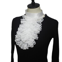 Detachable Ruffled Lace False Collar Victorians Colonial Jabot