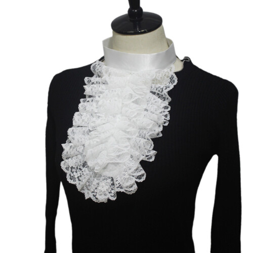 Detachable Ruffled Lace False Collar Victorians Colonial Jabot