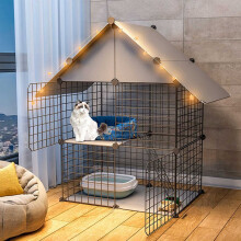 Cat Cage - 2-Tier Indoor Cat Condo Playpen, Folding Metal Crate with Litter Box, Hammock for Small Animals and Kittens
