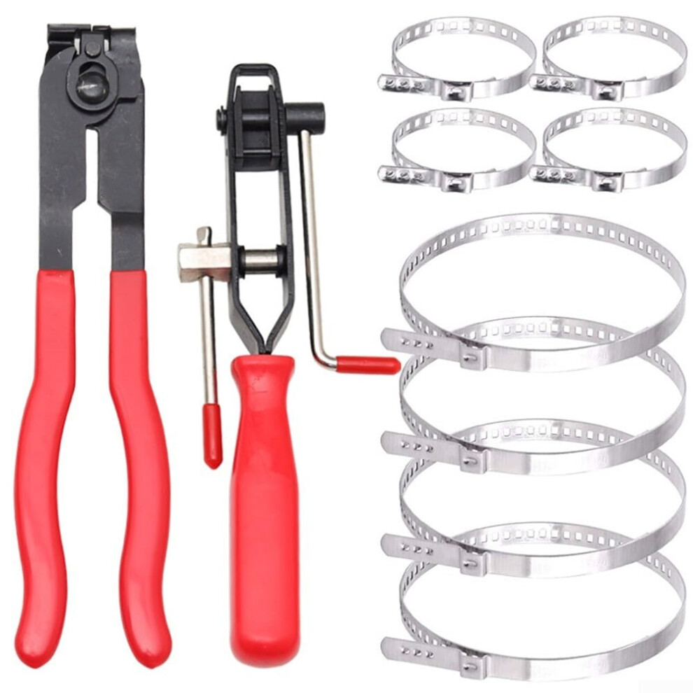 10Pcs Stainless Steel Boot Clamp Pliers Set For Vehicles, Heavy Duty, Adjustable, Easy Fastening Tool 9084446901009