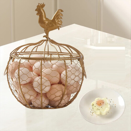 Wire Egg Basket for Gathering Fresh Eggs, Egg Holder for Countertop 2