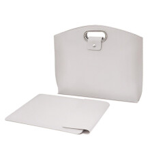 Leather Laptop Sleeve Bag for 13.3/14.1 Inch Laptops and Tablets, Handmade Gray Leather Briefcase Crossbody Bag