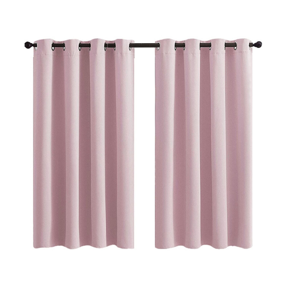 Polyester Eyelet Curtains 63 Inch Long, Pink Blackout Curtains 2 Panels for Bedroom and Living Room 52" W x 63" L-image-OPC-PKFV8KM-NEW
