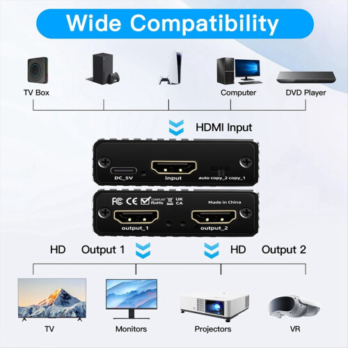 Διαχωριστής 8K 2.1 8K 60hz 4K 120hz για υπολογιστή 2