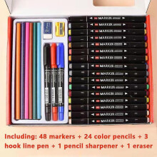 (Children set) 24-120 Color Double Headed Art Marker Pen Set For Draw Sketching Oily Based Markers Graffiti School Art Supplies Stationery