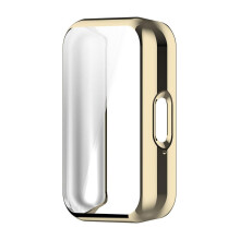 Tempered Glass Case for Samsung Galaxy Fit 3 Smart Watch Strap Full Coverage Gold Screen Protector Bumper Fit3