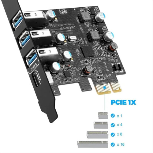 Til computer PCIE til USB 3.0 3 porte + Type C 1 port udvidelseskort 2