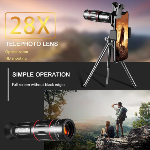 Phone Camera Lens Kit Upgraded Version Telephoto 28X Wide Angle 2