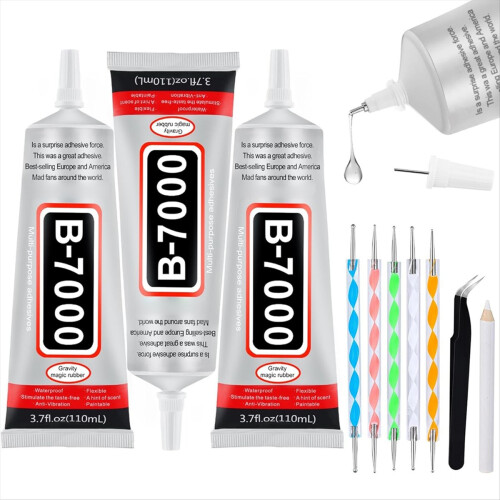 3 Stück 110 ml B7000 Kleber, transparent, mit Präzisionsspitze 1