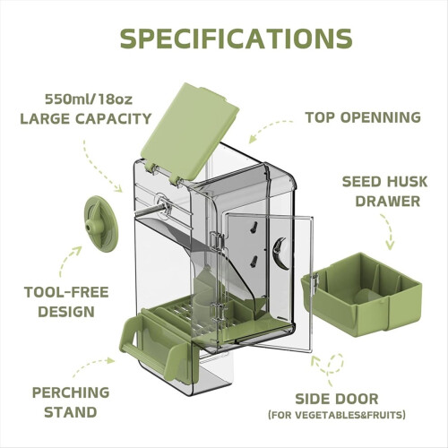 Bird Feeder, Bird Cage Feeder with Perch Multi-Functional Holder 1