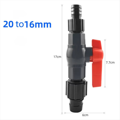 16 mm til 20 mm akvarieluft-vandregulator, flowrør, rørdeler 1