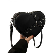 (Black) Women Stylish Shoulder Bag Phone Bag Crossbody Bag Fashion Heart Purse Heart Shaped Messenger Bag for Daily Travel Khaki 2025