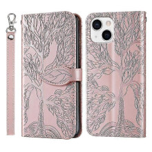 (Light pink) Wallet Case For iPhone 15 Plus 6.7 inch Premium PU Leather Flip Cover Life Tree 2025