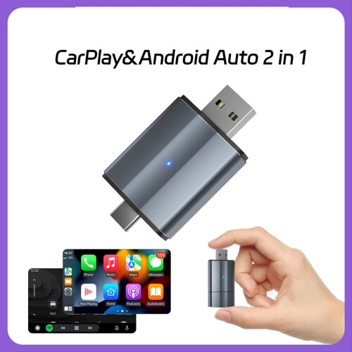 Mini cutie 2 în 1, Carplay wireless, cutie auto Android, Plug&Play 2