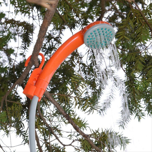 Bärbar campingdusch Utomhus campingduschpump Orange & Grå 1