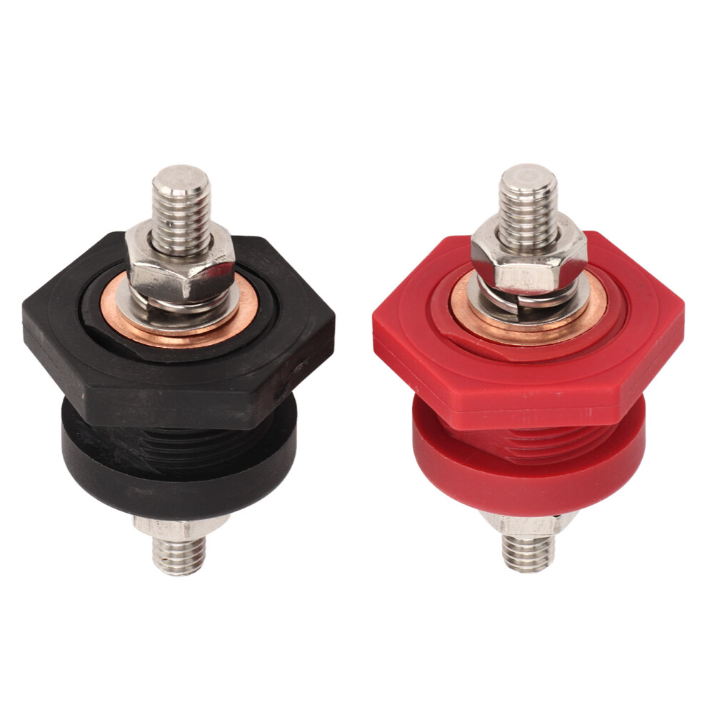 1Pair Thru Panel Battery Terminal Connectors 3/8 Black/Red 8320539203171