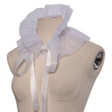 Women Vintage Ruffled False Collar Ribbon Chokers Shawl Wrap