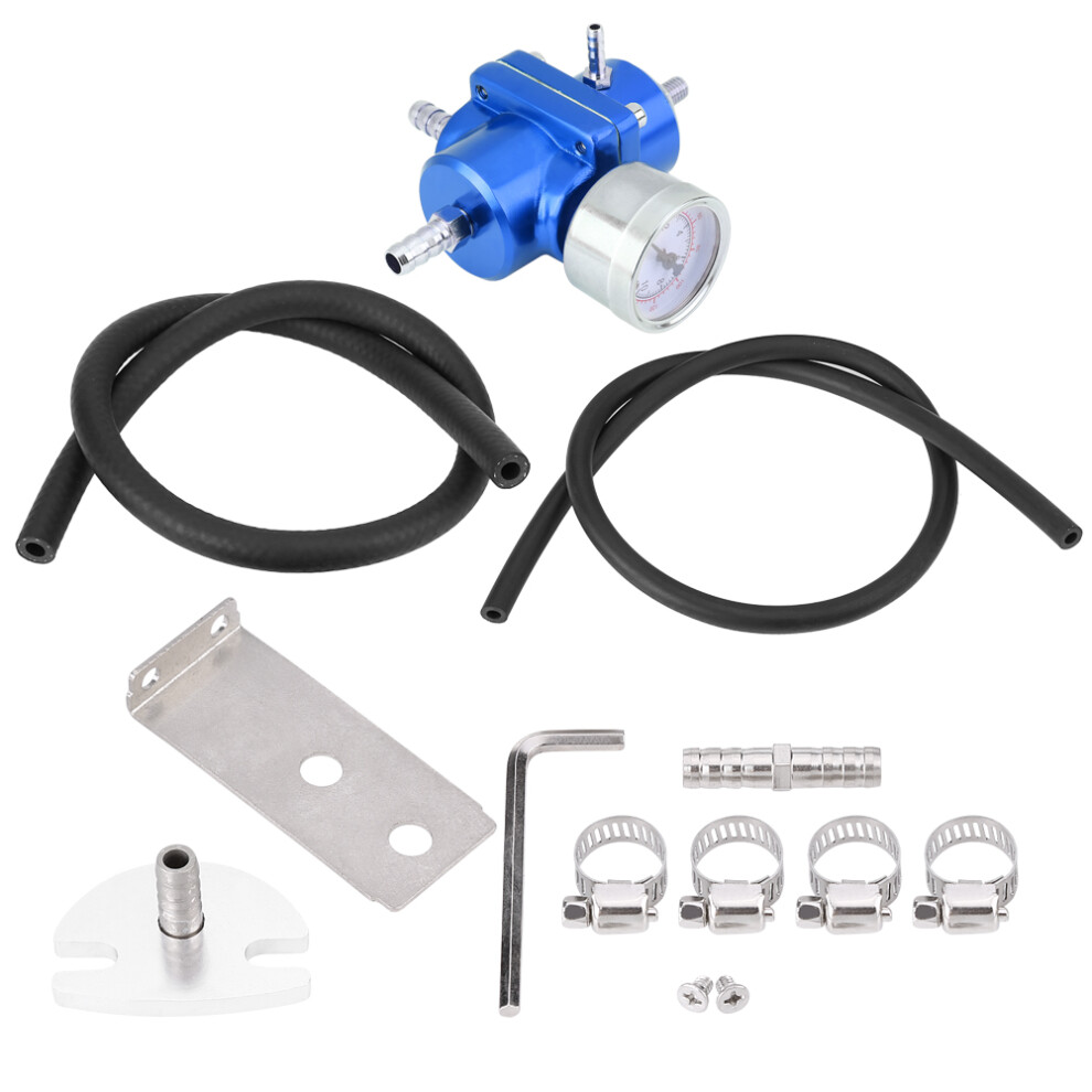 Universal Aluminum Fuel Pressure Regulator Gauge & Blue 8320539203584