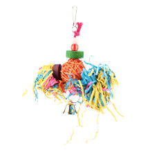 Buntes hängendes Vogelspielzeug für Papageienkäfig, Klettern und Kauen mit Glocke, 20 cm