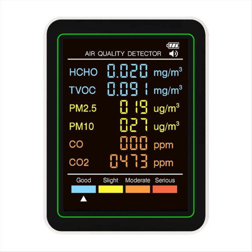 6 i 1 luftkvalitetsmåler multifunktionel automatisk display A