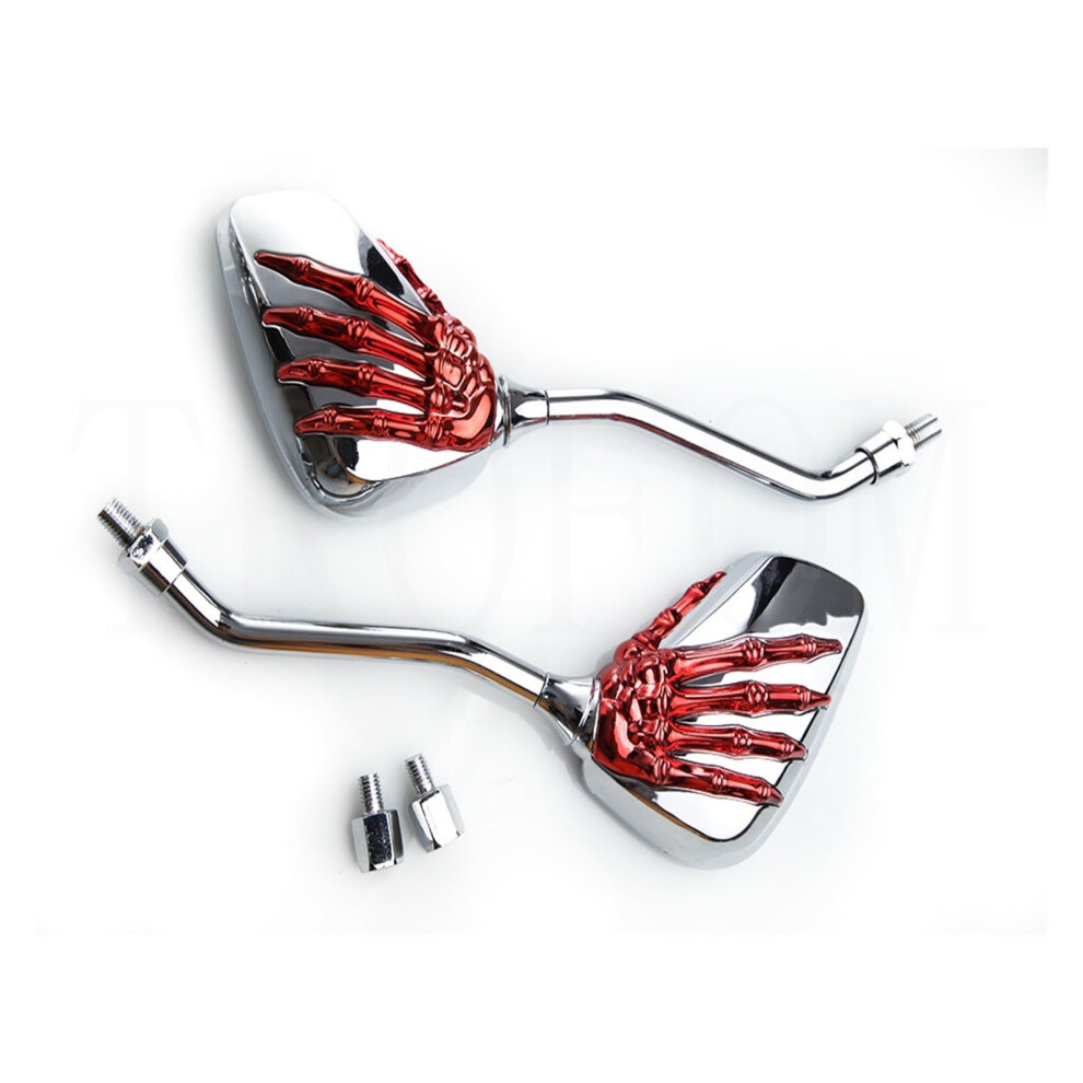 Motorcycle Rearview Mirrors For Suzuki Gsr600 Skeleton Skull Hand Claw Style 8Mm 10Mm Mounting Size Red 6447073678448