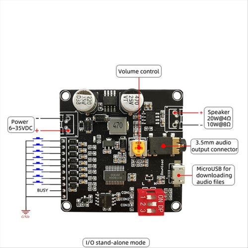 12V/24V Trigger Serial Port Control 10W/20W Voice Playback Module,B 2