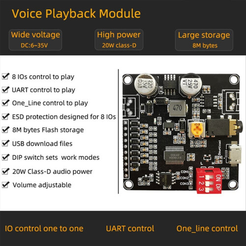 12V/24V Trigger Serial Port Control 10W/20W Voice Playback Module,B 1