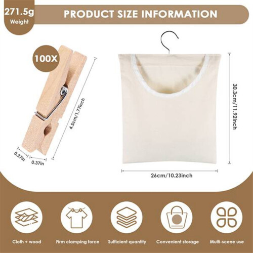 Clothespin Bag, Hanging Storage Organizer Laundry 2