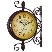Vintage Wall Mounted Garden Clock Double Sided Silent Iron Clock for Indoor Outdoor Decor 12-Inch Retro Style