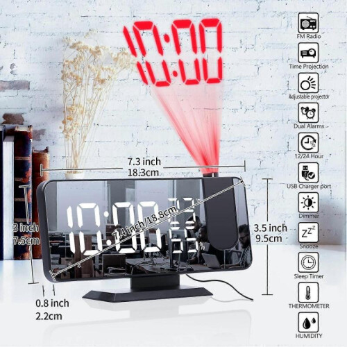 Bedroom Projection Digital Alarm Clock with USB Charging Port 2