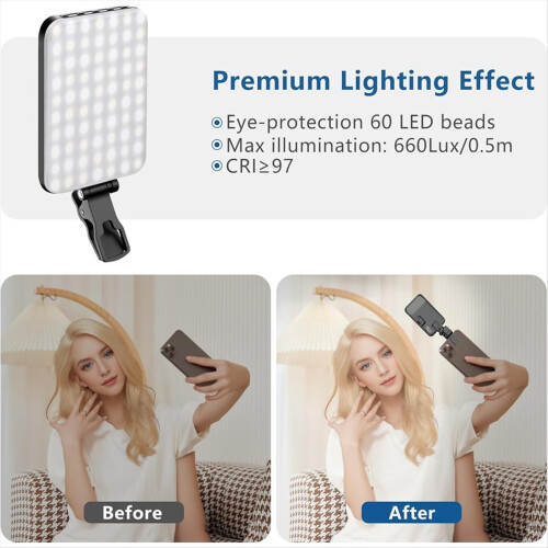 Φως Selfie, 60 LED 2200mAh επαναφορτιζόμενο φως φόρτισης κινητού τηλεφώνου, 7 λειτουργίες 2