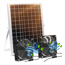 Soldrevet ventilator, 15W solpanel med 2 vandtætte ventilatorer