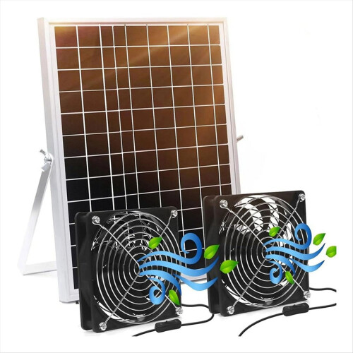 Solární ventilátor, 15W solární panel se 2 vodotěsnými ventilátory