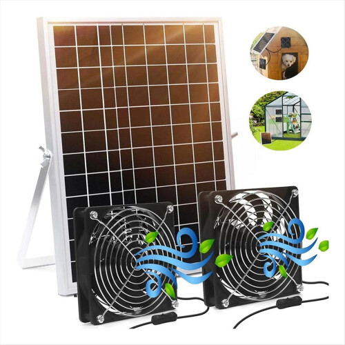 Solární ventilátor, 15W solární panel se 2 vodotěsnými ventilátory 2
