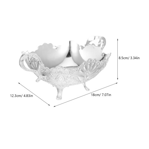 Footed Fruit Bowl Silver Decorative Plate For Kitchen Home Party 1